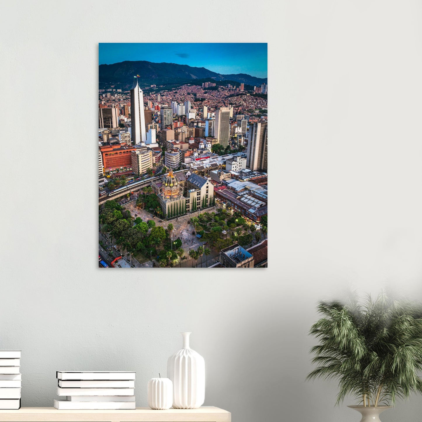 Medellin Plaza Botero Night Poster