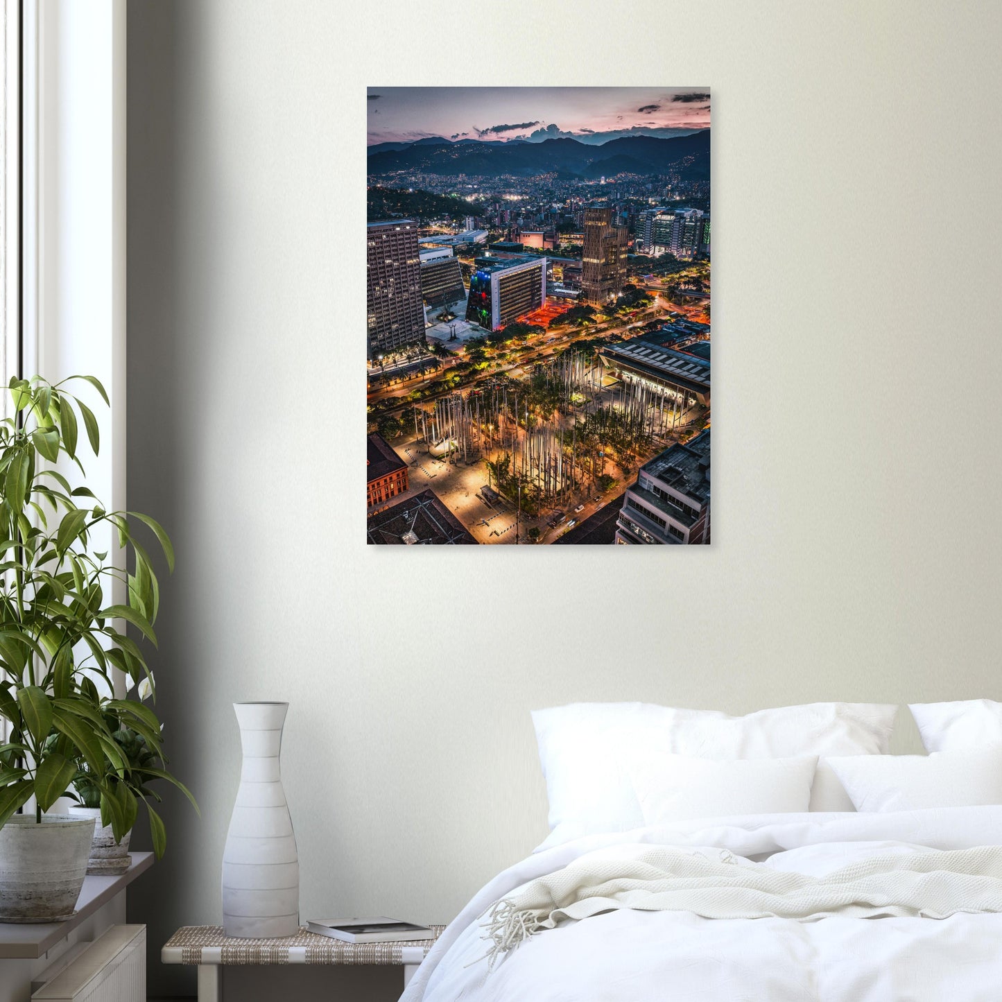 Medellin Plaza Cisneros (Parque de las Luces) Night Poster