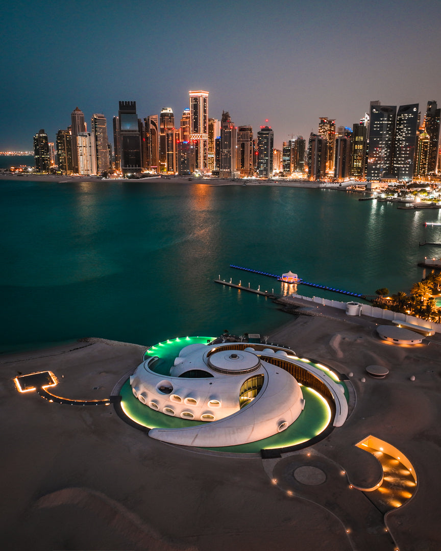 Qatar Skyline Night Poster
