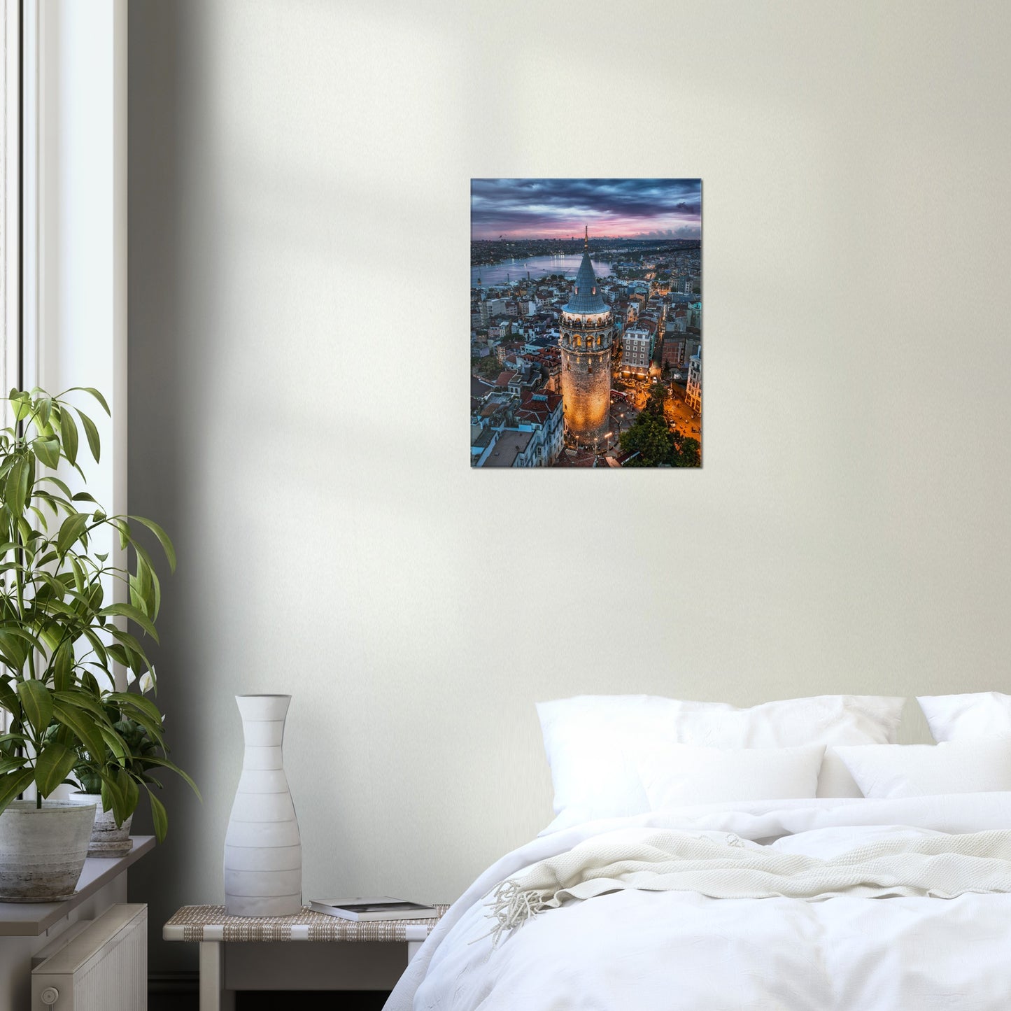 Istanbul Galata Tower Night Canvas
