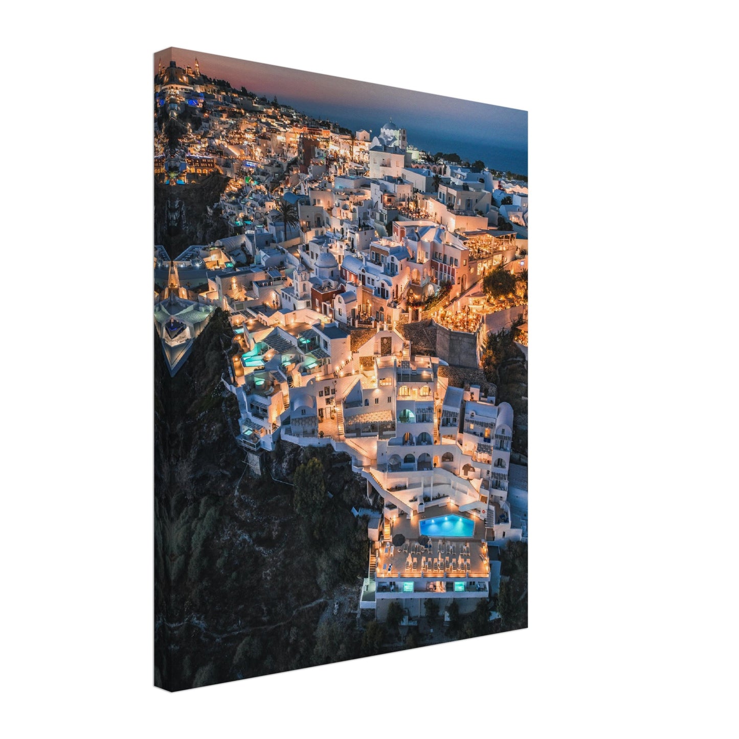 Greece, Santorini Oia Night Canvas