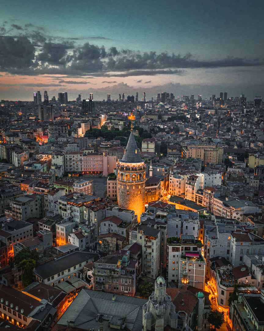 Lienzo de la noche del horizonte de Estambul
