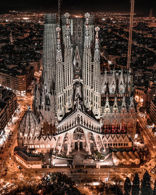 Barcelona La Sagrada Familia Night Canvas