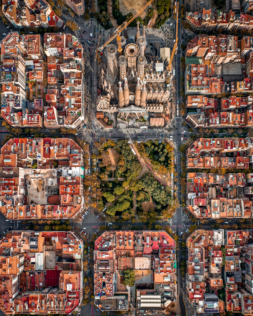 Barcelone La Sagrada Familia Birdview Poster