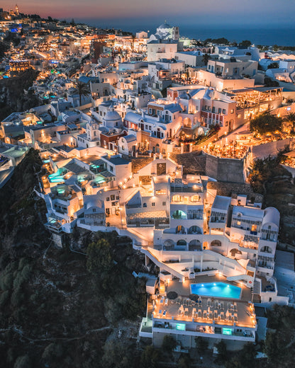 Greece, Santorini Oia Night Poster
