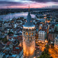 Istanbul Galata Tower Night Canvas