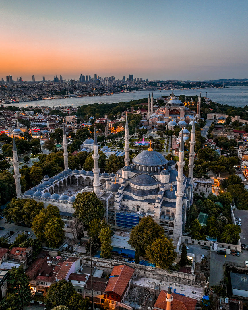 Lienzo Atardecer de la Mezquita Azul de Estambul