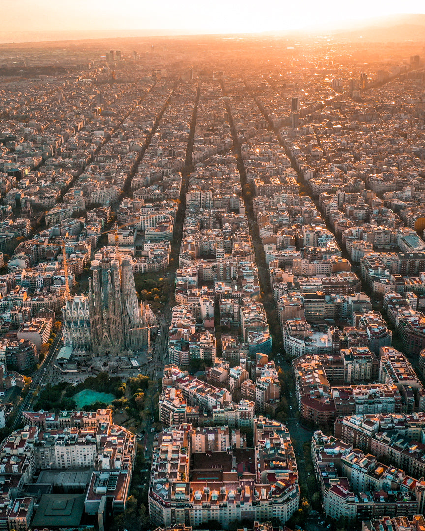 Coucher de soleil à Barcelone Poster