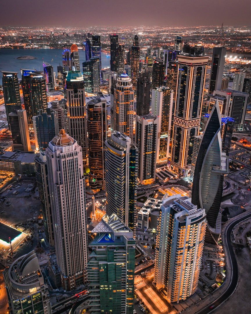 Qatar Skyscraper Night Poster