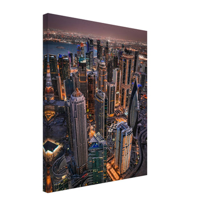 Qatar Skyscrapers Night Canvas