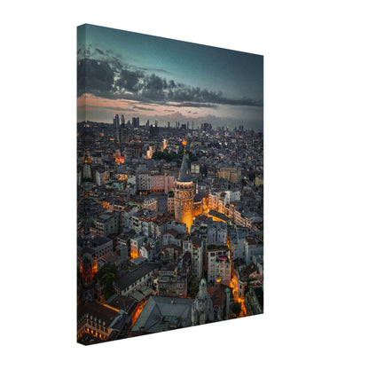 Istanbul Skyline Night Canvas